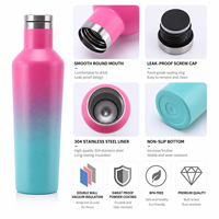 Bouteille d'eau portable réutilisable en acier inoxydable 304 à double paroi isolée sous vide de 16 oz avec bouchon à vis anti-fuite pour le voyage – Vente en gros