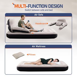 Portable Twin Inflatable Airbed Headboard Lock Pillow Armrest Cup Holders <b>Bag</b> for Outdoor Guests Featuring Portable Coil Beams - Product Image 5