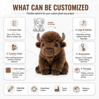 Peluche di Yak Seduto Personalizzato, Simpatico Cartone Animato, Morbido Pupazzo per Regali Festivi e Decorazioni per la Casa, MOQ Basso, OEM ODM