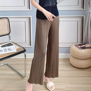 Pantalones de Pierna Ancha de Poliéster 100% con Cintura Elástica Plisada, Estilo Coreano, Casuales y Elegantes, Color Rosa Claro, para Mujer, de PY Fashion Design - Product Image 6