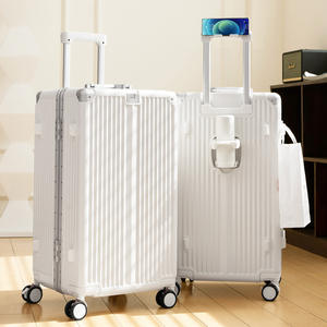 Valise de voyage Yongsheng 30 pouces avec cadre en aluminium, valise à roulettes 24 pouces avec serrure à combinaison, couleur blanc nuage - Product Image 1