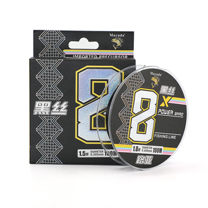 Filo da Pesca Intrecciato Nero Super Liscio 8X, Materiale PE Resistente e Non Sbiadisce, per Pesca in Fiume e in Mare, 100m - Product Image 1