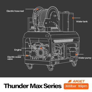 Idropulitrice ad Alta Pressione AMJET TS3016 MAX, 300 bar, 16 l/min, 13 CV, Strumento Professionale per Idraulici e Pulizie - Product Image 4