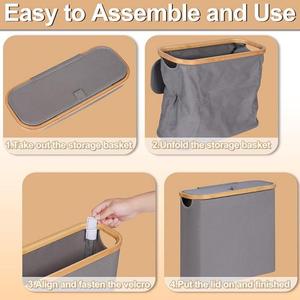 Portarrollos de Papel Higiénico con Tapa, Cesta de Almacenamiento Multifuncional de Bambú, Cesta para Papel Higiénico para Espacios Reducidos - Product Image 2