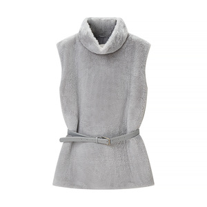 Vente en gros Europe Amérique – Nouvelle collection Printemps 2026 – <span class=keywords><strong>Gilet</strong></span> élégant <span class=keywords><strong>mi</strong></span>-<span class=keywords><strong>long</strong></span> en polyester à col roulé et effet duveteux pour <span class=keywords><strong>femme</strong></span> G7-A1892 - Product Image 2