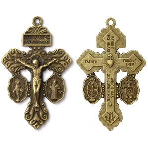 All'ingrosso accessori per gioielli religiosi di San Beneditto medaglia di perdono ciondolo croce in lega di zinco regalo artigianale per gli uomini delle donne - Product Image 5
