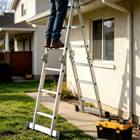 Échelle combinée multifonction pliable en aluminium 4x3 marches de 3,66 m (12 pieds) de qualité supérieure, conforme à la norme EN 131, pour supermarchés et escaliers