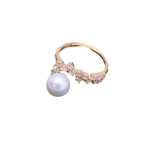 Anillo de Plata S925 con Perla Redonda Blanca de 8-9 mm de Zhuji Danshui, Luz Intensa y Pequeñas Imperfecciones, Diseño Abierto para Venta al por Mayor - Product Image 5