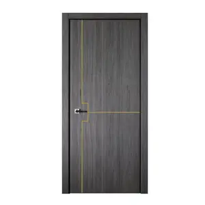 Precio barato Color negro incrustaciones de aluminio decorativo de madera plástico compuesto baño Interior Wpc puerta