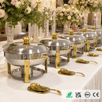 5L Silber-Gold Alkoholbetriebener Catering-Chafing-Dish für Hochzeiten und Bankette, mit Dreifuß und Griff, Luxuriöses Buffet-Servierset 85-100°C