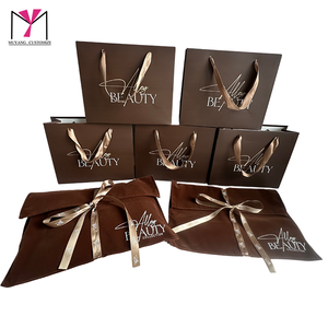 Conjunto de Bolsos Muyang Marrón con Cinta de Satén Suave, Bolsa de Material Poliéster Biodegradable para Pelucas - Product Image 1