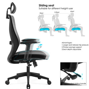 Chaise de bureau ergonomique en maille réglable en hauteur avec support lombaire 2D, chaises de bureau exécutives en maille, mobilier de bureau en gros - Product Image 5