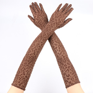 <strong>Leopard</strong> <strong>Print</strong> 21 Inch Over Elbow Length Full Finger Silk Sheer Sun Protection <strong>Gloves</strong> - Product Image 4