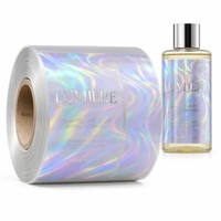 Étiquettes de bouteilles personnalisées en rouleau, autocollantes, résistantes aux rayures, aux UV, en vinyle imperméable avec feuille d'or holographique pour emballage