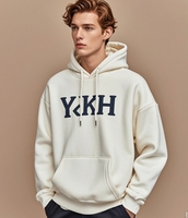 YKH Hombres de alta calidad de lana de manga larga sudaderas con capucha 330GSM Boy Full Custom Print Own Logo Oversized Men's Hoodie