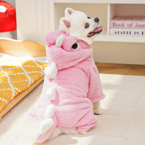 Cute Animal Fleece Coat For Small <b>Dogs</b> Pink Dinosaur Costume Winter Autumn Pet Clothes - Product Image 1