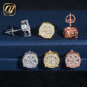 Pendientes de Lujo con Moissanita, Chapados en Oro de 18K, Corte Brillante Redondo, Diseño de Bola, Unisex, Joyería para Uso Diario - Product Image 5