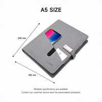 Carnet intelligent A5 multifonctionnel avec fonction de charge sans fil, organiseur, batterie externe, logo personnalisé, cadeau d'affaires