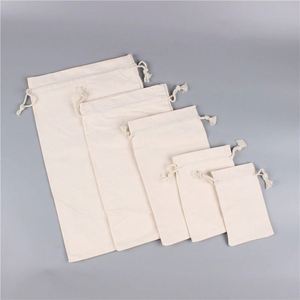 Sacs cadeaux en coton et lin à cordon personnalisés avec logo, imprimés par transfert thermique, en mousseline naturelle écologique, couleur personnalisée - Product Image 5