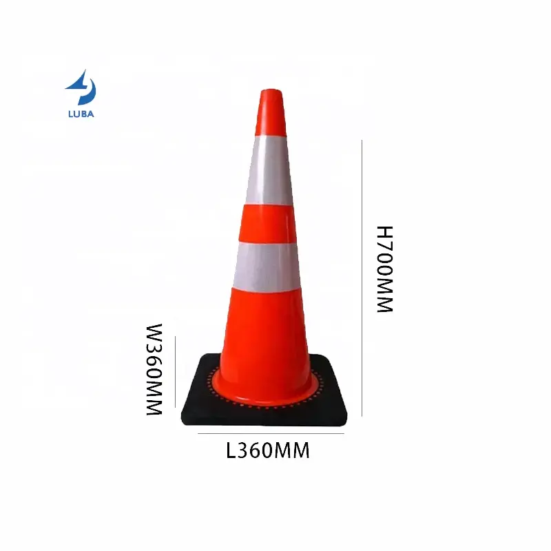 Cone de tráfego colorido de segurança, 70cm, pvc, padrão europeu, aviso de estrada, 70cm