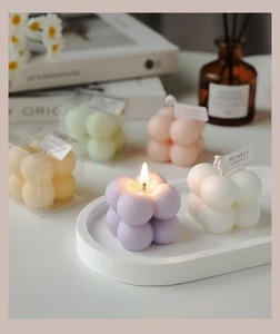 Cubo burbuja vela perfumada Color encantador dormitorio sala de estar <span class=keywords><strong>aire</strong></span> fragante aromaterapia vela sin humo lindo foto Prop Decoración - Product Image 1