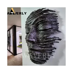 현대 실내 벽 장식 추상 금속 예술 공예 남자 얼굴 동상 큰 구리 청동 황동 3D 얼굴 조각