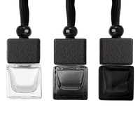 Bouteille de parfum de voiture à couvercle en bois suspendu rectangulaire avec bouchon à vis Capacité de 10ml Forme carrée et ronde pour diffuseur Lunettes en boîte
