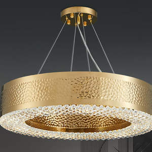 Offre Spéciale Lobby des hôtels Luminaire suspendu rond décoratif de luxe Lustres en or et cristal personnalisés pour plafond - Product Image 5