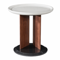 Ensemble de tables basses minimalistes à structure ronde en fer, plateau en pierre frittée aspect marbre, table d'appoint pour salon, hôtel, projet commercial