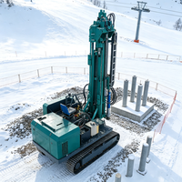 Pile driver pour le pieutage des fondations des ascenseurs à fauteuils et des tours de gondole des stations de ski