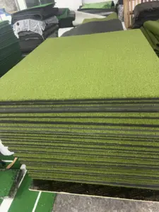 Tikar pukulan Golf oktagon buatan tebal 5x5 kaki 15MM, keset Anti selip bawahan dalam ruangan/luar ruangan latihan ayunan hijau