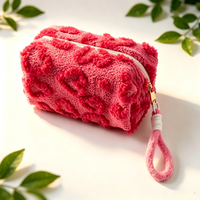 Sac de rangement pour maquillage en peluche portable, grande capacité, pochette de rangement mignonne pour les voyages, trousse de toilette