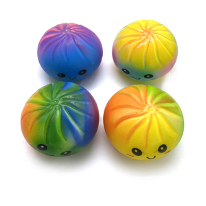 Colorful Gradient Steamed Bun Soft Squeeze Stress Dumplings with Powder Filling for Table Anxiety Relief Office Decor - Product Image 2