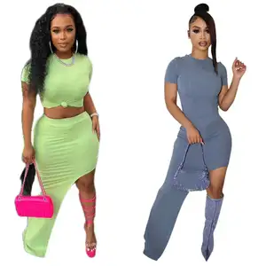 Two 2 Piece Set Tight Off Shoulder Crop Top Shirts Flare Women Clothing Vendors For Women Stacked Pant clothing 2 piece outfits