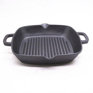 26cm Pre-seasoned Coating Non Stick Cast Iron Square <strong>Grill</strong> <strong>Pan</strong> for Camping Cook - Product Image 3