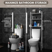 Étagère de rangement multifonctionnelle en métal à 3 niveaux pour salle de bain, à placer au-dessus des toilettes