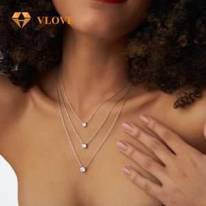 VLOVE Gioielli Artigianali alla Moda, Pendenti con Diamante Rotondo Singolo Incastonato, Collana con Diamante Coltivato in Laboratorio 14K - Product Image 2
