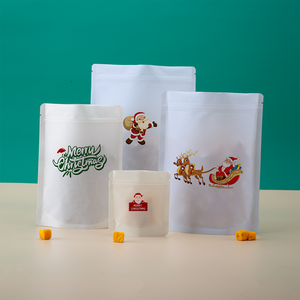 Compostable phân hủy sinh học doypack Trắng kraft giấy dưới chèn PLA giấy Con dấu túi SNACK đậu khô thực phẩm dây kéo đứng lên túi - Product Image 3