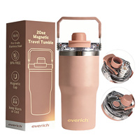 Nouveau 2026 Gobelet isotherme en acier inoxydable 20oz avec bec verseur, ouverture pour boire directement, poignée et couvercle anti-poussière, couleur personnalisable