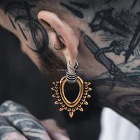 Evorte 316L Acier inoxydable plaqué or 18 carats 6 mm 0G 1G 2G Dilatateurs d'oreille Plug Tunnel Expander Punk Hip Hop Bijoux de corps
