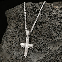 Collier pendentif en cuivre incrusté de zircon, bijoux goutte d'eau, chaîne en corde, style hip-hop, fabricant direct, vente chaude transfrontalière