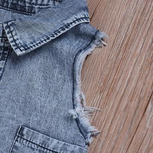 Combinaison en jean pour bébés filles, vêtements de travail, combinaison une pièce à manches courtes pour tout-petits, vêtements pour filles - Product Image 4