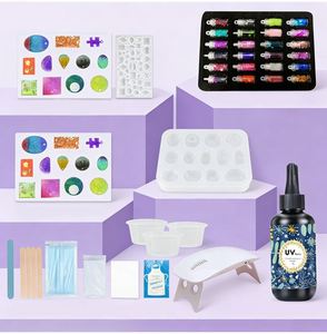 Kit de résine UV professionnelle pour artisanat, époxy transparent cristallin pour la fabrication de bijoux, moules en silicone à durcissement rapide, pendentifs, boucles d'oreilles - Product Image 1
