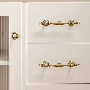 Poignées de porte de placard en laiton massif de luxe françaises, villas, appartements, quincaillerie de meubles, armoire, tiroir, boutons de porte de cuisine - Product Image 3