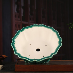 Pots à Bonsaï en Céramique Yixing Modernes <span class=keywords><strong>de</strong></span> Capacité Moyenne, Durables, Motif Irrégulier Classique Glacé Crème, Jardinières Murales pour Plantes - Product Image 3