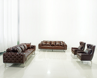 Chesterfield Wohnzimmer möbel Voll italienische Leder couch Dreisitzer-Sofa mit reversibler Rückenlehne