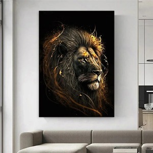Grande toile murale moderne, affiches de lion noir et or, impression sur toile d'animaux, <span class=keywords><strong>peinture</strong></span> à l'huile pour la décoration du salon et de la maison - Product Image 4