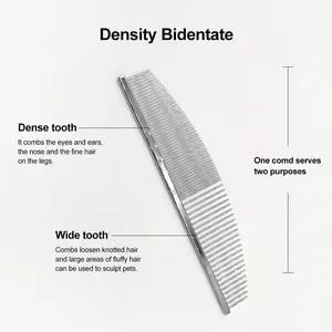 New Design Moon Face Comb Stainless Steel Metal Pet Dog Knotting Comb Hair Remover For Dog Grooming