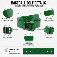 Ceinture de sport classique en cuir PU brillant personnalisable avec boucle ardillon réglable pour uniforme de baseball et softball, pour jeunes et adultes, vente en gros