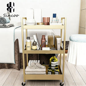 Manufacturer Barber Shop 3-Tier Stainless Steel <b>Foldable</b> Modern 4-Wheel Salon Trolley and Drawer Beauty Salon Tool <b>Cart</b> - Product Image 3